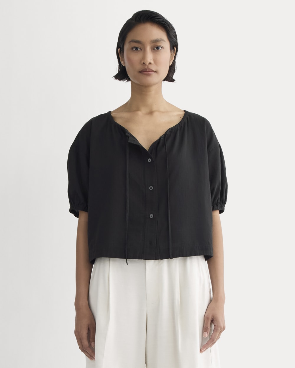 womens-gauze-button-up-black | primary