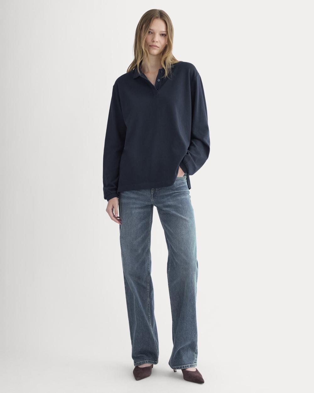 womens-oversized-pique-polo-deep-navy