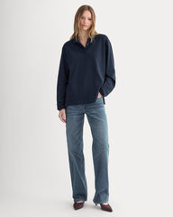 womens-oversized-pique-polo-deep-navy
