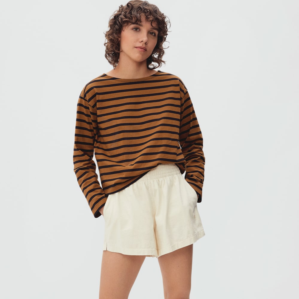 womens-modern-breton-shirt-almond-black-stripe | primary