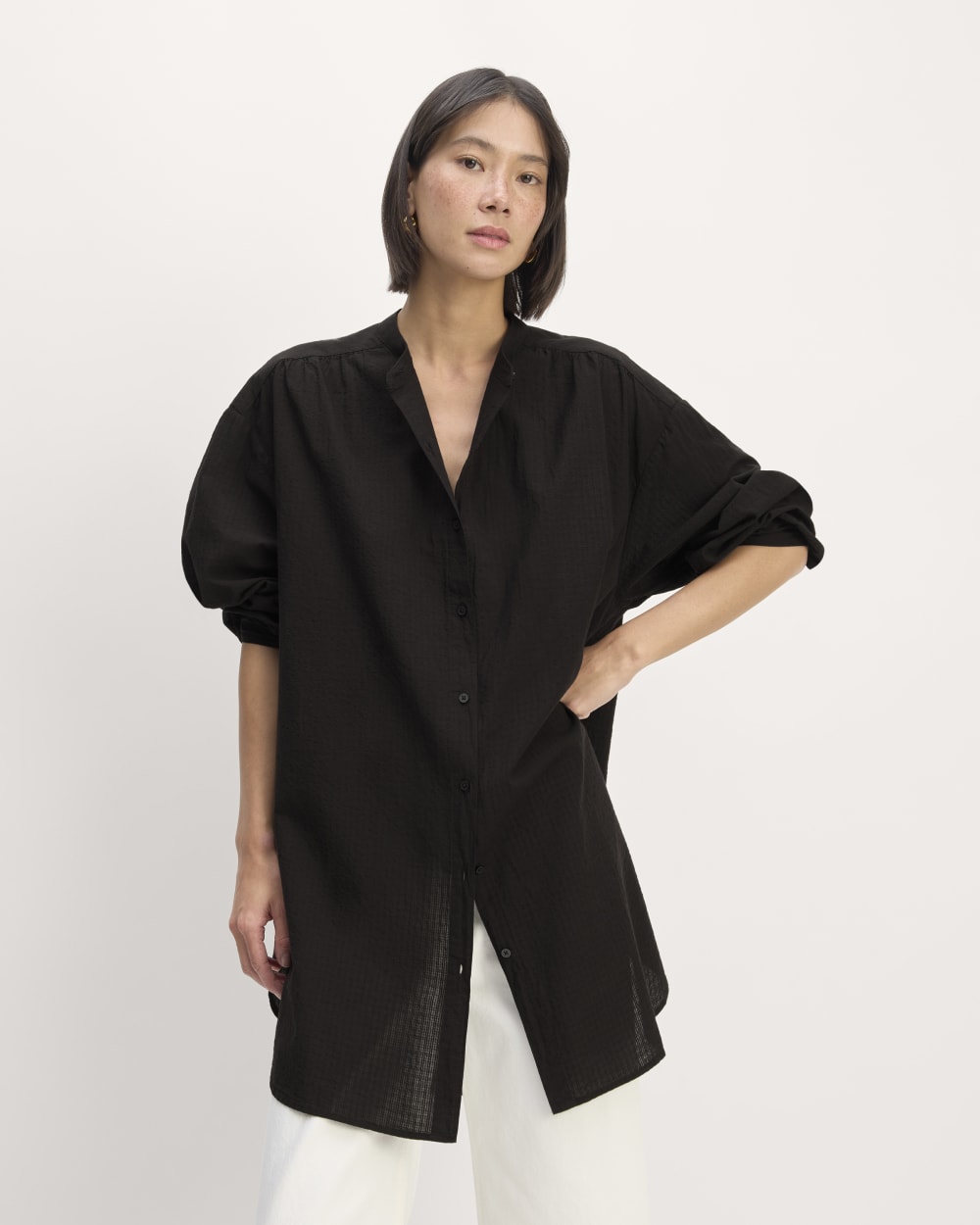 womens-gauze-oversized-shirt-black | primary