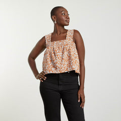 womens-smocked-linen-cami-honey-floral | primary