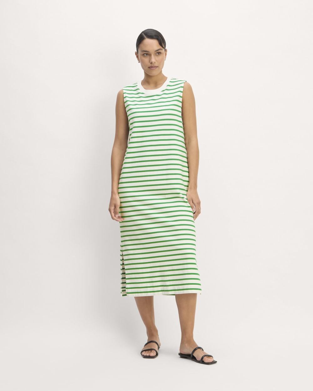womens-organic-cotton-weekend-tank-dress-bone-grass-green | primary