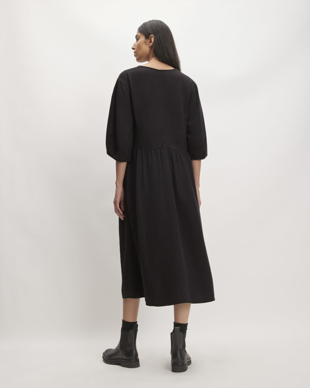 womens-tencel-puff-sleeve-dress-black