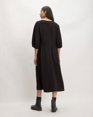 womens-tencel-puff-sleeve-dress-black