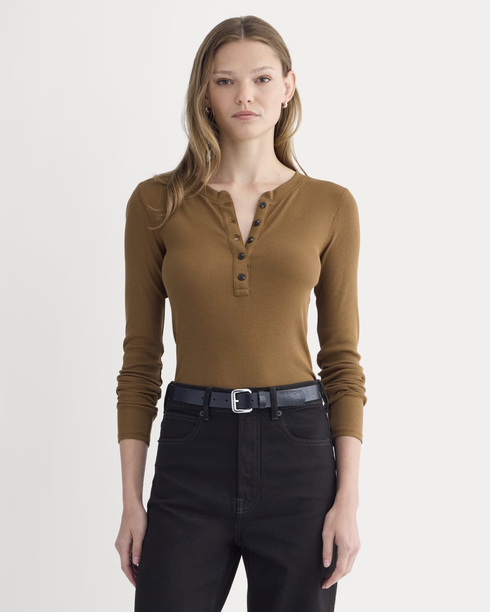 womens-luxe-rib-henley-toffee | primary