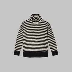 womens-light-chunky-turtleneck-black-oatmeal | alt