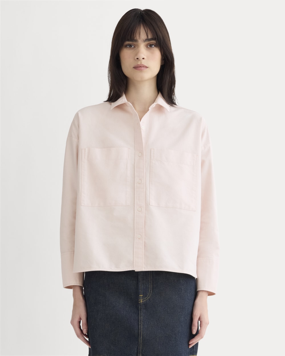 womens-boxy-oxford-rose-quartz-chambray | primary