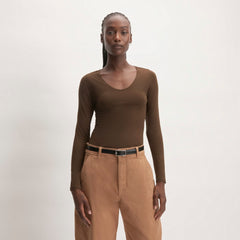 womens-supima-stretch-ballet-neck-tee-cocoa | primary