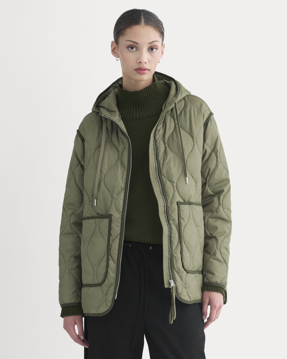 womens-renew-quilted-hooded-liner-lichen-green | primary