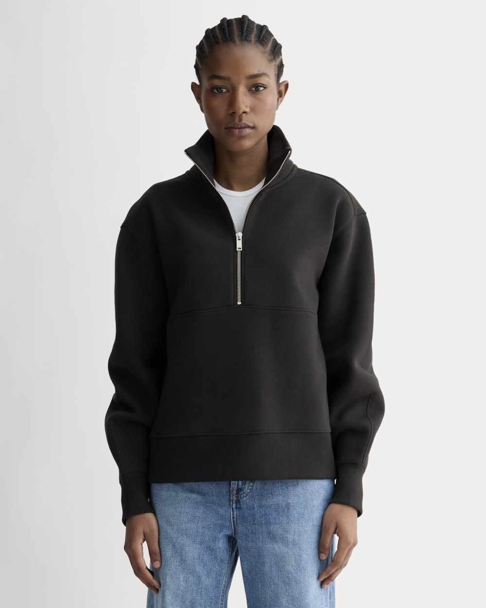 womens-laid-back-fleece-half-zip-sweatshirt-black | primary