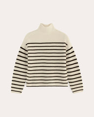 womens-wool-cashmere-fisherman-sweater-bone-black-stripe | alt
