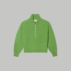 womens-felted-merino-halfzip-sweater-salted-lime | alt