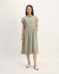 womens-linen-workwear-midi-dress-sage-green | primary