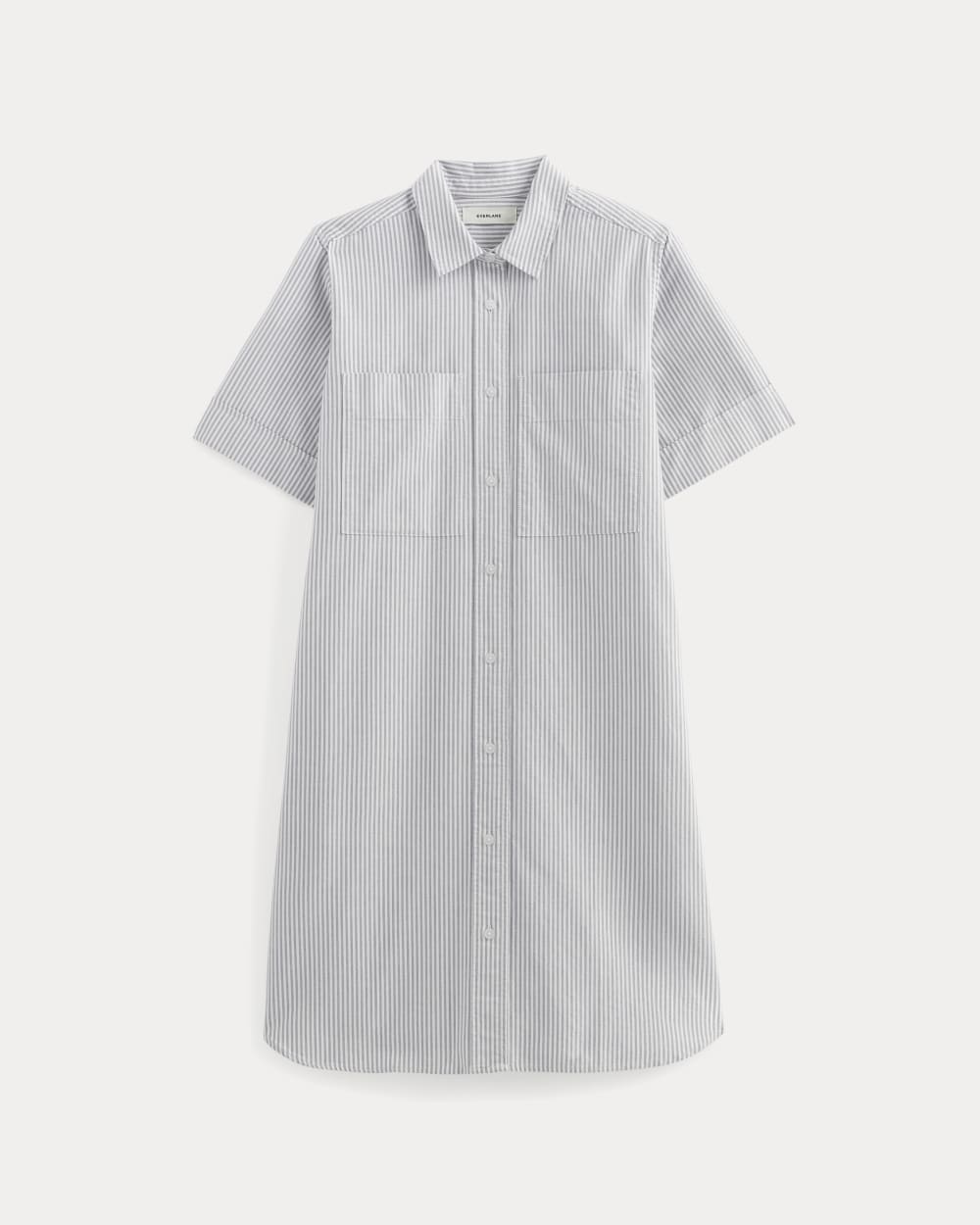 womens-oxford-short-sleeve-shirt-dress-charcoal-white | alt