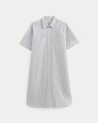womens-oxford-short-sleeve-shirt-dress-charcoal-white | alt