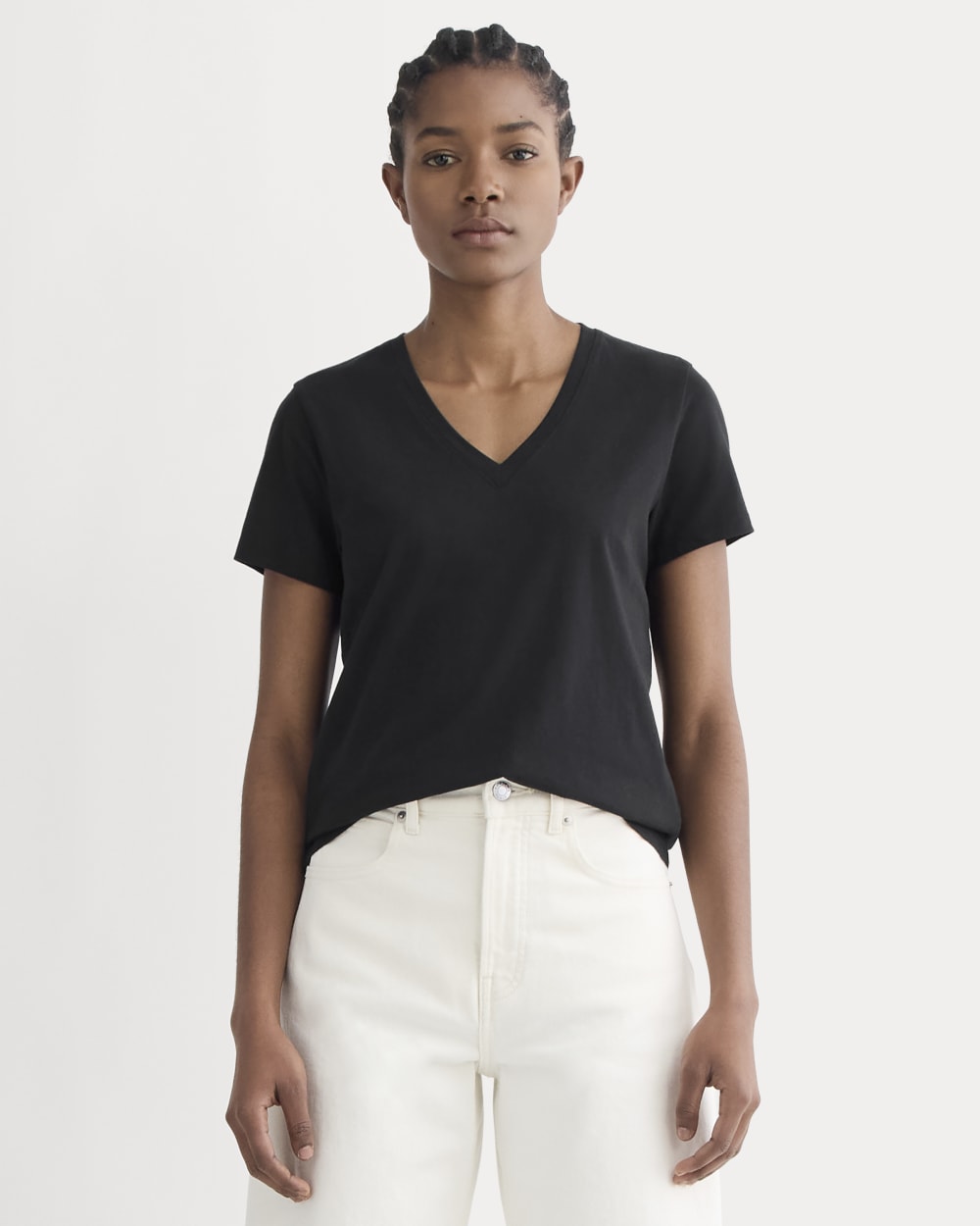 womens-organic-cotton-slim-v-neck-tee-black | primary