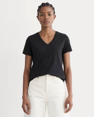 womens-organic-cotton-slim-v-neck-tee-black | primary