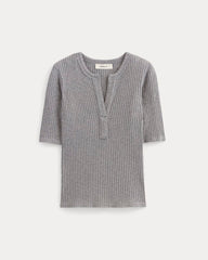 womens-rib-knit-short-sleeve-henley-mid-heather-grey | alt