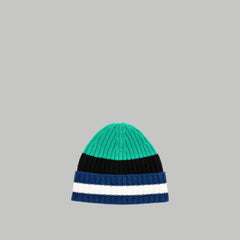 unisex-recashmere-beanie-bright-navy-multi-stripe | alt