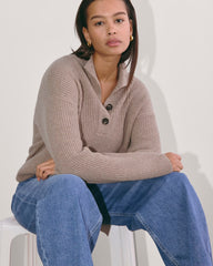 womens-wool-cashmere-cocoon-henley-sweater-oatmeal | alt