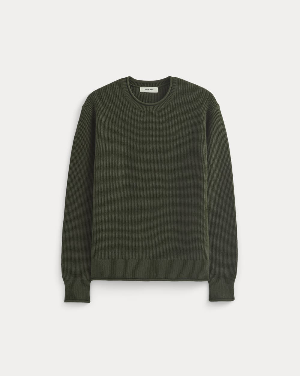 mens-waffle-rollneck-crew-dark-green | alt