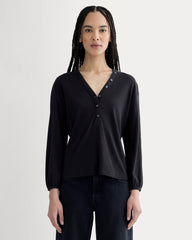 womens-air-v-neck-henley-black | primary