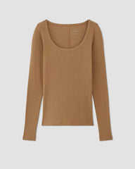 womens-pima-micro-rib-long-sleeve-tee-toasted-coconut | alt