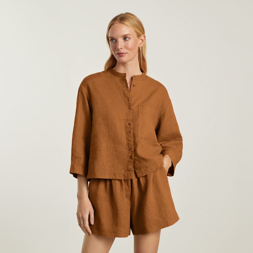 womens-linen-billow-blouse-tawny-brown | primary