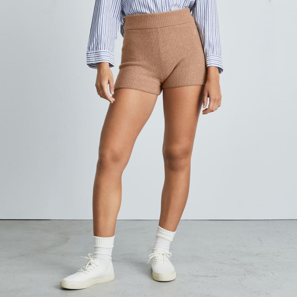 womens-cozy-stretch-short-camel | primary