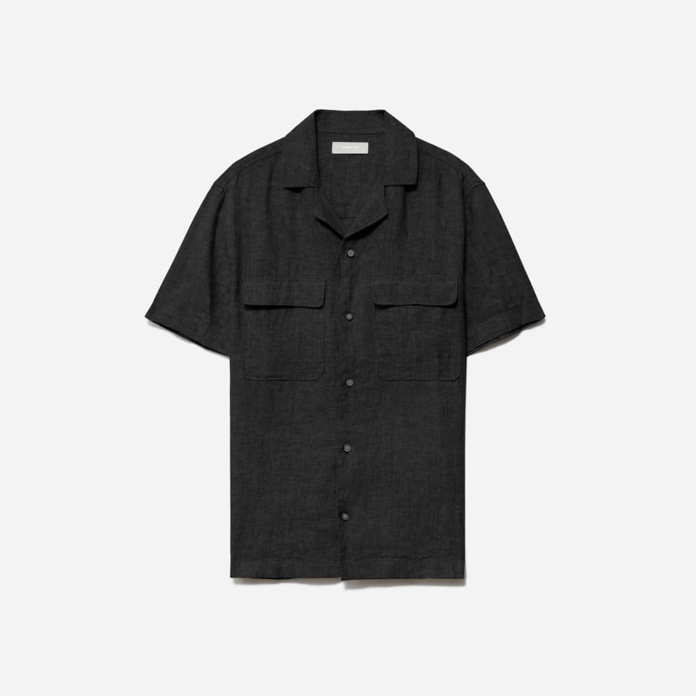 mens-linen-camp-shirt-black | alt