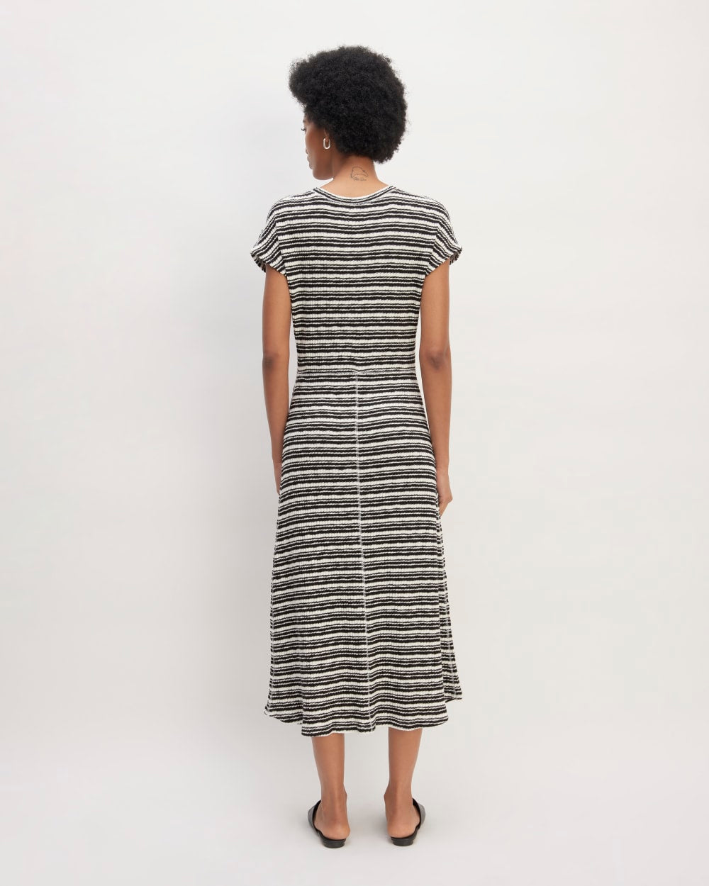 womens-rib-knit-cap-sleeve-midi-dress-bone-black