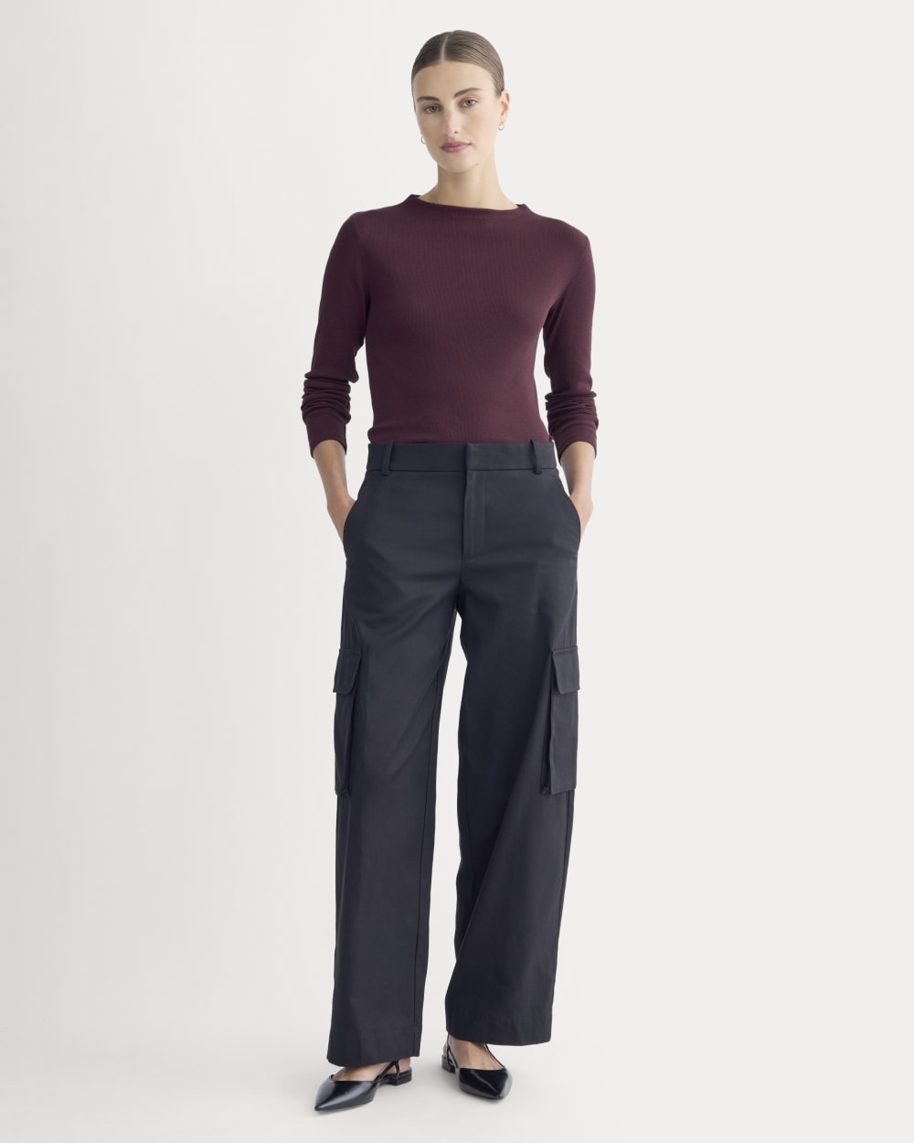 womens-luxe-rib-funnel-neck-tee-heathered-port-royale