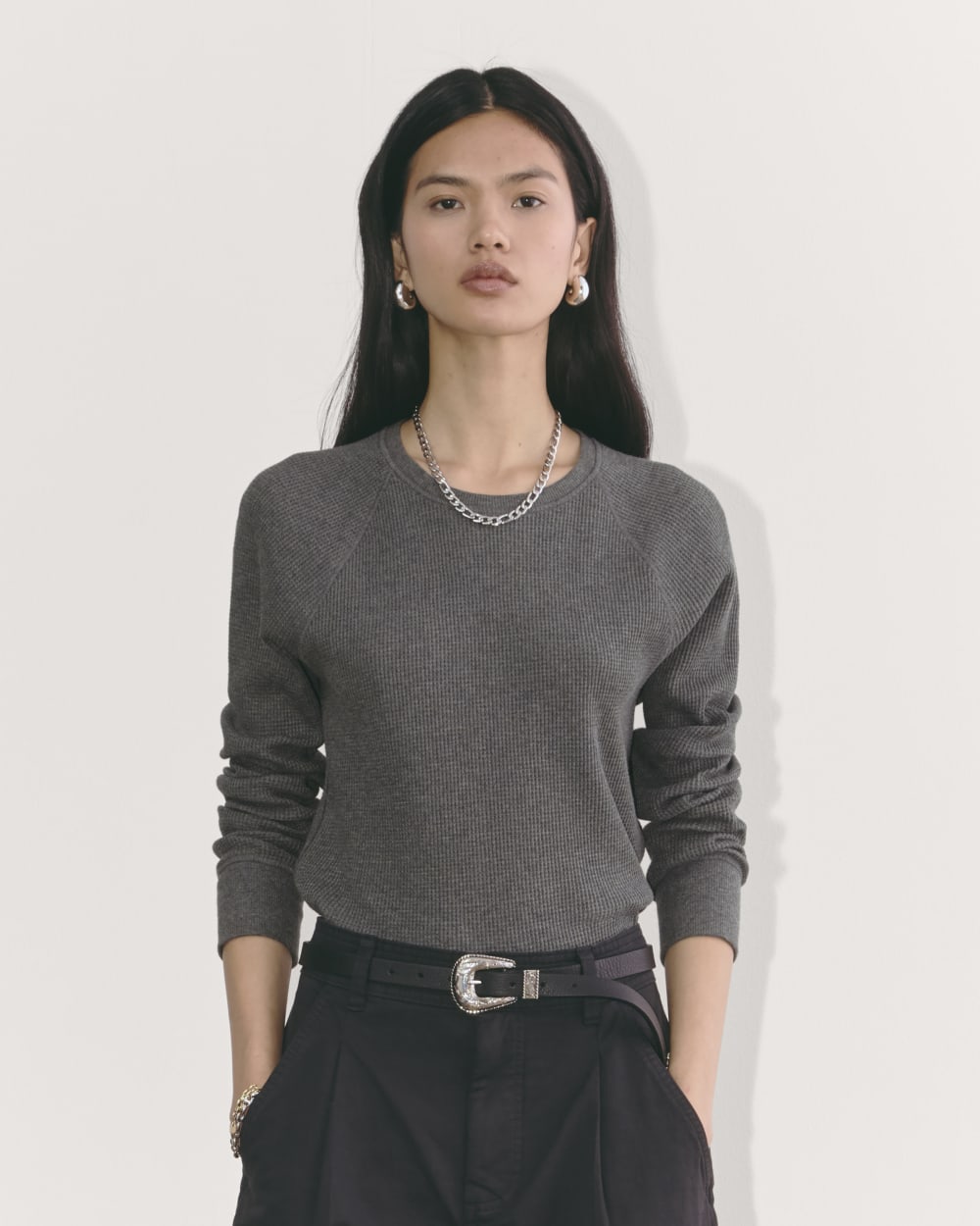 womens-cotton-waffle-crew-ls-tee-heathered-charcoal | primary