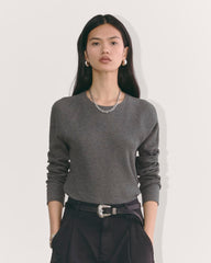 womens-cotton-waffle-crew-ls-tee-heathered-charcoal | primary