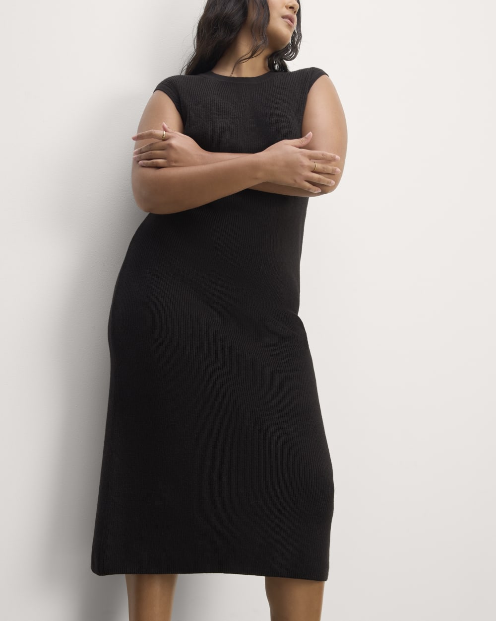 womens-midi-dress-everyday-cotton-black