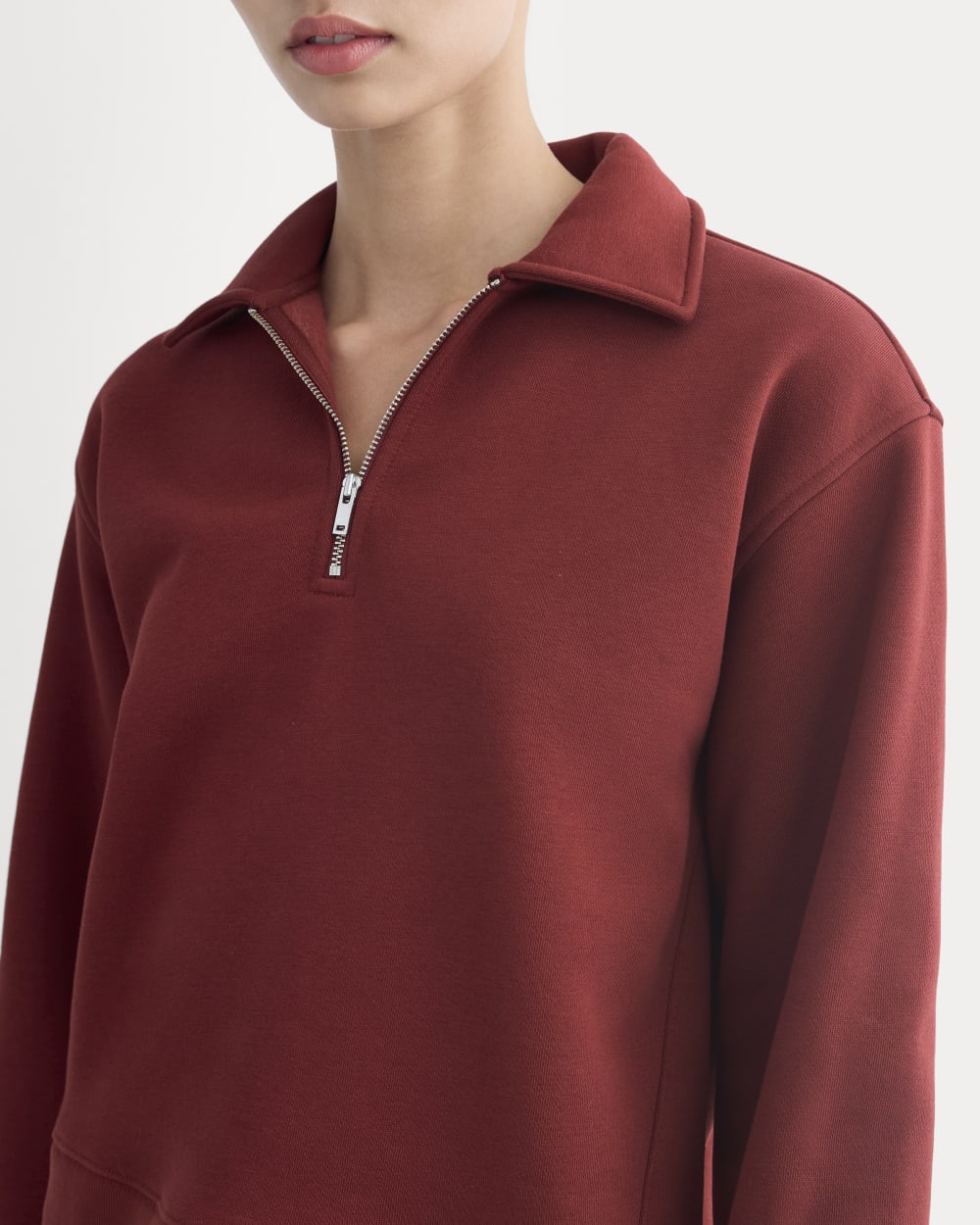 womens-luxe-fleece-zip-polo-merlot