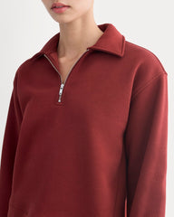 womens-luxe-fleece-zip-polo-merlot