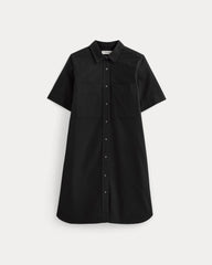womens-oxford-short-sleeve-shirt-dress-black | alt