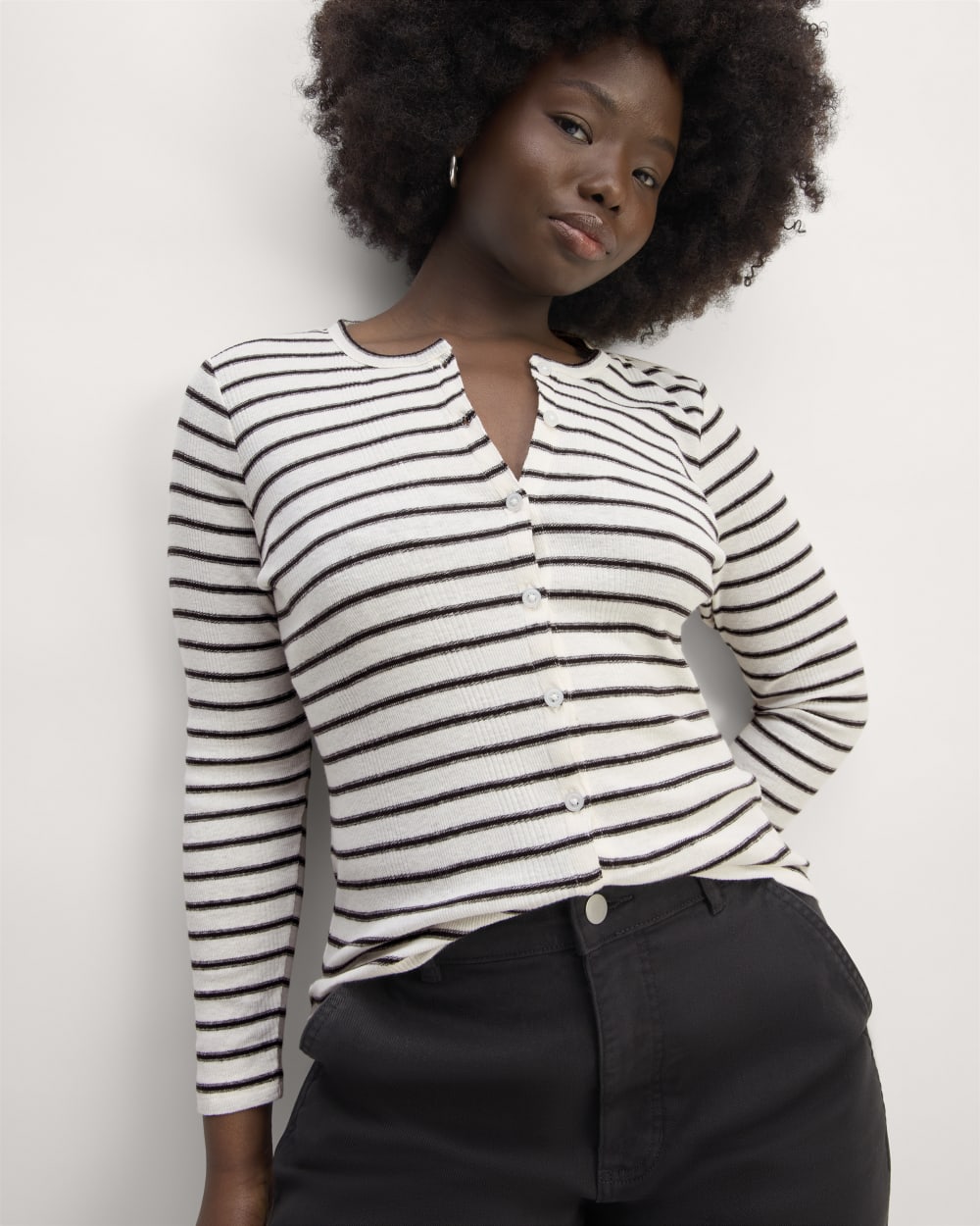 womens-vintage-rib-cardigan-bone-black | primary