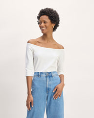 womens-supima-form-off-shoulder-top-white | primary