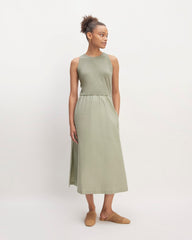 womens-supima-high-neck-riviera-dress-sage-green | primary