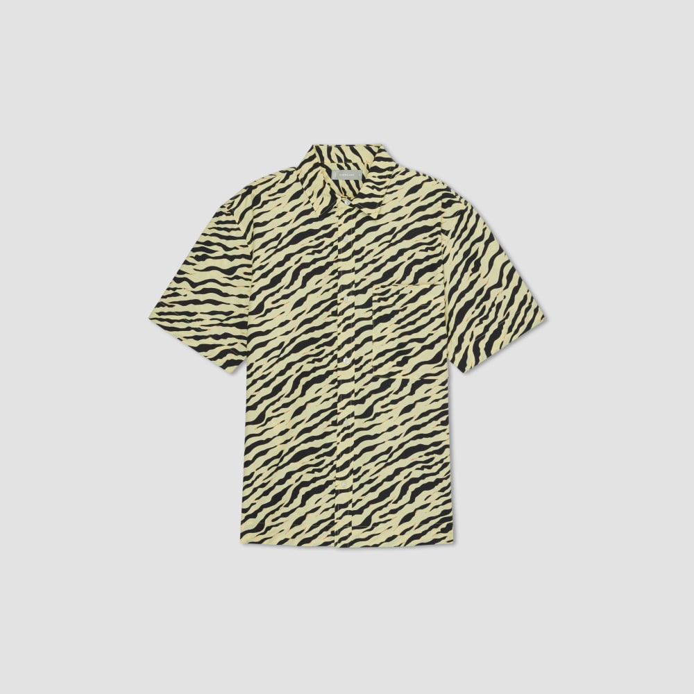 mens-poplin-short-sleeve-shirt-pale-yellow-tiger-stripe | alt