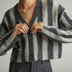 womens-alpaca-v-neck-cropped-cardigan-light-heather-grey-dark-charcoal | alt