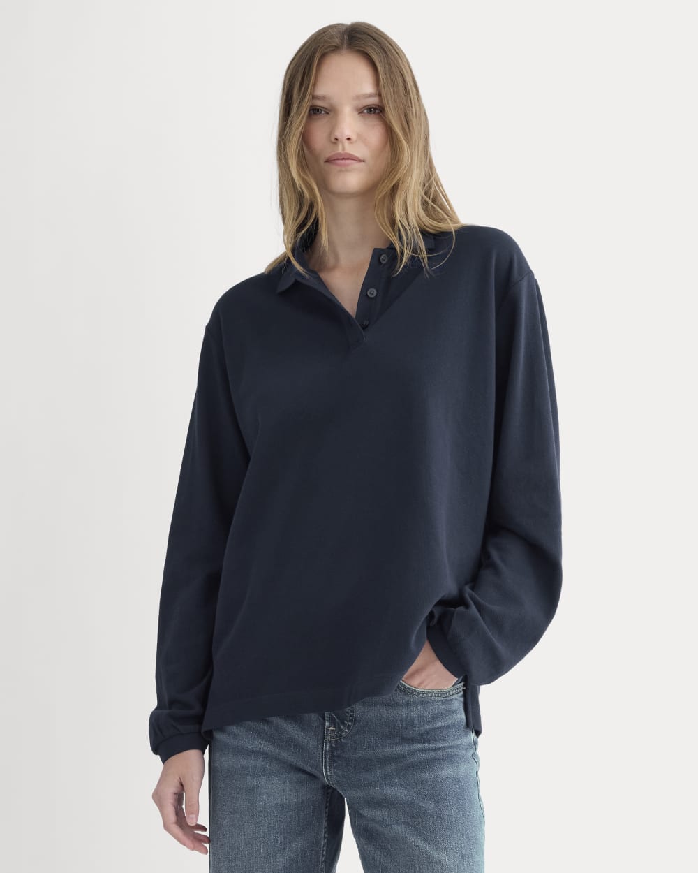 womens-oversized-pique-polo-deep-navy | primary