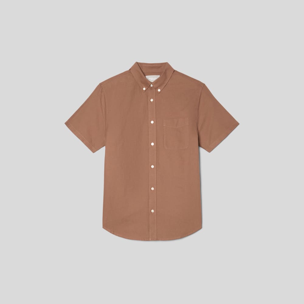 mens-organic-short-sleeve-oxford-shirt-cocoa-brown | alt
