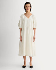 womens-linen-oversized-puff-sleeve-dress-bone | primary