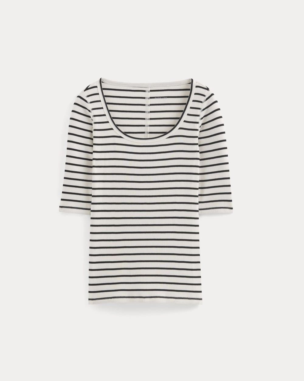 womens-supima-micro-rib-scoop-neck-bone-black-stripe | alt