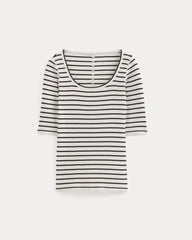 womens-supima-micro-rib-scoop-neck-bone-black-stripe | alt