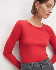 womens-supima-rib-long-sleeve-crew-haute-red | alt